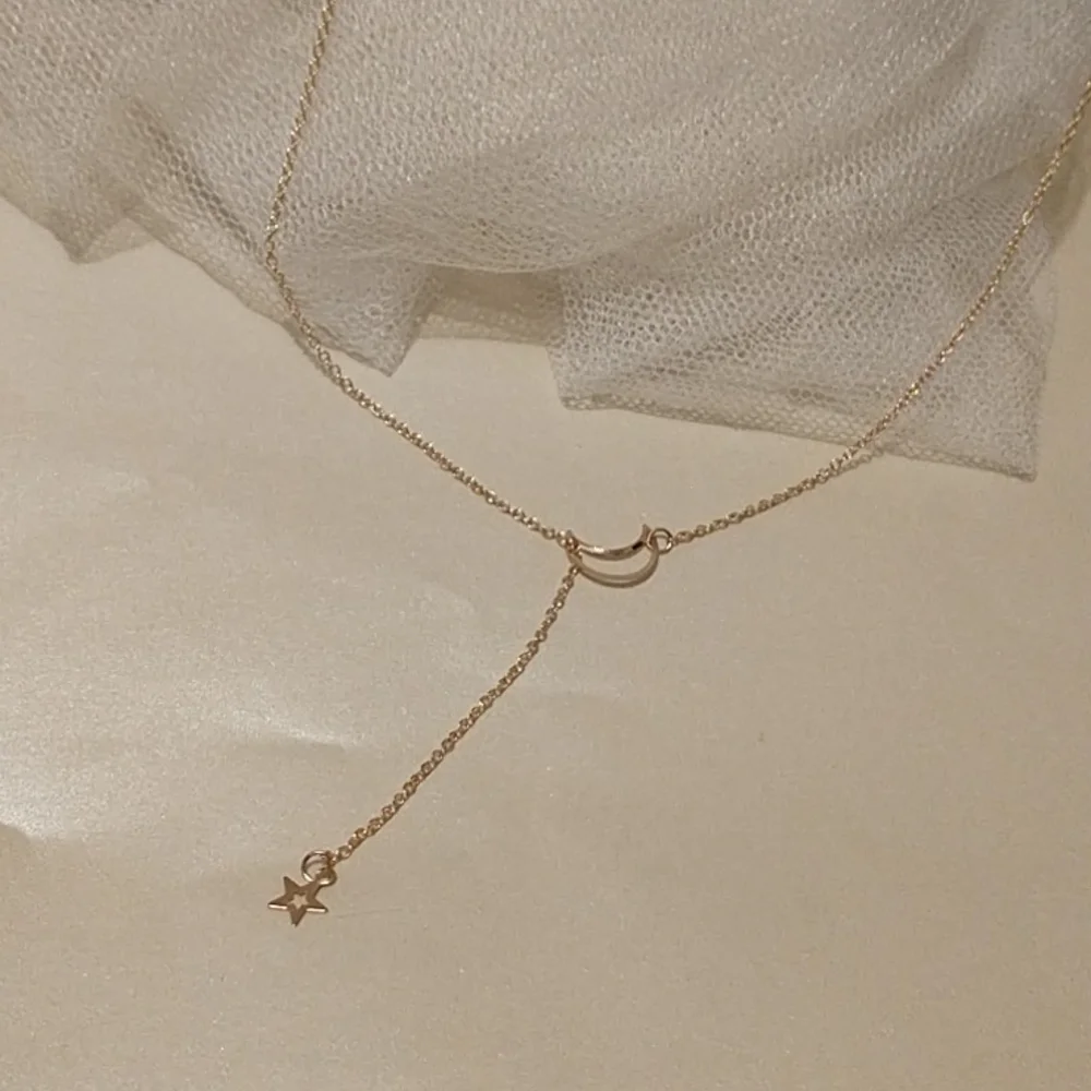 Gold Moon and Star Y Necklace! - Picture 1 of 8